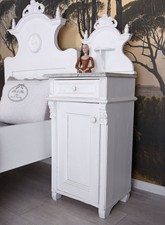 Armoire de Nuit Antique Table de Chevet Original À 1890 Console de Nuit Blanc