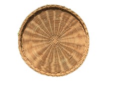 Plateau en osier rond vintage 39 cm