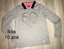 Ikks 10 ANS FILLE : T SHIRT Gris manches longues Sport TBE