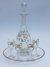 Service à liqueur émaillé 4 verre a pieds carafe  assortie avec plateau