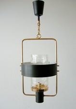 SUSPENSION LUSTRE ARLUS VINTAGE 1950 LAITON METAL & VERRE 50s FIFTIES RETRO