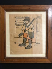 dessin JOSSOT 1904 "l'assiette au beurre" dans son joli cadre 36,5 x 41 cm B.E.