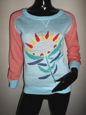 ORIGINAL PULL ENTRE SAISON VAN HASSELS BLEU CORAIL MOTIF TOURNEOL COLORE T:38/40