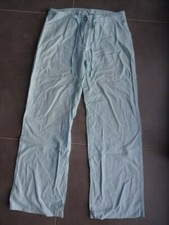pantalon lin bleu turquoise droit à ceinture Taille 38 LA CITY