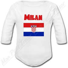 Body Bébé Drapeau de la Croatie avec prénom personnalisé - naissance croate 