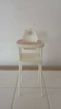 Chaise haute vintage Barbie - Accessoires pour bébé poupée - Plastique blanc ros