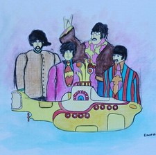 ENARA Art toile tableau peinture encres The Beatles Yellow Submarine Chanteurs