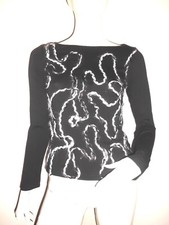 ORIGINALE HAUT SWEAT FEMME OLE NOIR DECO FILE LAINE EN RELIEF BLANC/NOIR T:36/38