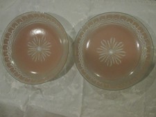 LOT 2 Vintage Art Deco Pink Chandelier Ceiling Glass 16" Round Shade 