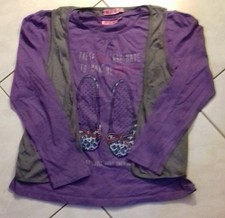 Tshirt 2 en 1 Violet Marron  Kiabi Manches longues  10ans TBE