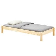 Lit futon simple 90 x 190 cm 1 personne en pin massif vernis naturel