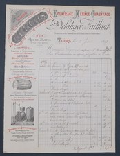 Facture 1897 ECLAIRAGE DELAHAYE VAILLANT TOURS belle entête illustrée 29