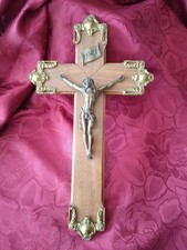 GRAND CHRIST ANCIEN  EN CROIX BRONZE ET REGULE.XIXE