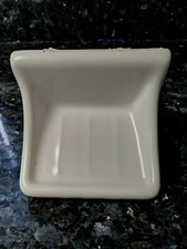 White Ceramic Soap Dish Tray Holder Gloss Vintage Retro Square Wall Mount Tray