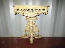 ANCIENNE CONSOLE CHEVET EN BOIS PEINT PLATEAU MARBRE-DE STYLE VENITIEN-N°AA