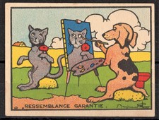 IMAGE CHROMO LA VACHE QUI RIT par Benjamin RABIER - Un CHIEN peignant un CHAT