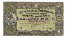 Suisse - Vieux 5 Frankenstein Note - 1939 - P11i - VF