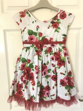 Filles Rouge Et Rose Imprimé Fleur Robe Âge 7-8 Ans