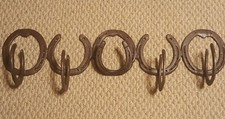 Antique Rustic Primitive Western Horseshoe Coat Hat Rack Made From Horse Shoes
