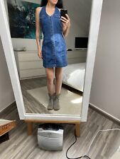 Robe courte mini en jean bleu dos nue H&M 36 38 40 S M denim halterneck dress 