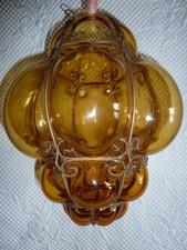 Suspension MURANO verre soufflé et métal lustre luminaire lanterne vénitienne   