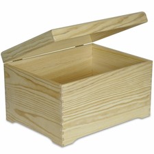 Creative Deco Boîte de Rangement | Bois Naturel | 40 x 30,5 x 24 cm | Non Peinte