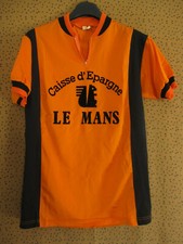 Maillot Cycliste Caisse d'épargne Le Mans vintage Lycra orange 80'S jersey - XL