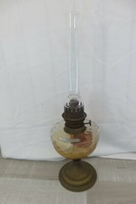 Ancienne grande lampe à pétrole ASTRAL pied cuivre