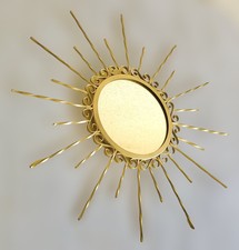 Miroir Soleil en Métal Doré CHATY Vallauris er Vautrin Audoux Minet Vintage 60s