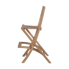 2 CHAISES DE BAR PLIANTES EN TECK ET LEURS COUSSINS.
