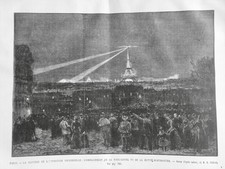 1889 UI PARIS TOUR EIFFEL CLOTURE EXPOSITION ECLAIRAGE TOUR BUTTE MONTMARTRE 