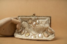 sac porte monnaie bourse aumonière nacre perles rocailles femme style art déco