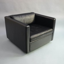 Knoll International Fauteuil de Club 1051 Charles Pfister Cuir Noir 2GRÜ