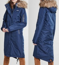  BENCH - Parka manteau long esprit bomber CHAUD HIVER à capuche bleu marine 