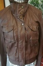 Veste blouson marron  femme effet trés reel cuir agneau t 40 etat comme neuf  
