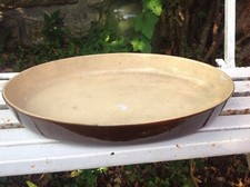 ANCIEN BEAU PLAT CREUX  OVALE  Terre vernissée crème ALSACE 