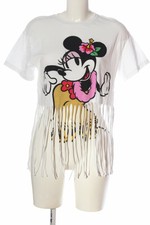 BERSHKA T-shirt imprimé Dames T 36 blanc-noir-rose Haut style décontracté