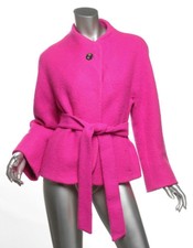ESCADA Womens Fuchsia Pink Boiled-Wool Belted Jacket Coat DE36 US6 M NEW