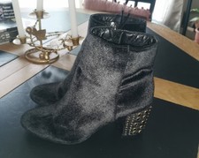 bottines noir à talons strass dorée 