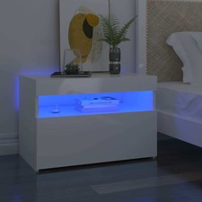 vidaXL Table de chevet à LED Blanc brillant 60x35x40 cm Aggloméré