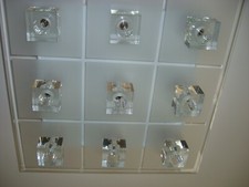 Plafonnier 09 Blocs Cristal (lampes 20 w) + Leds  3 couleurs (télécommande)