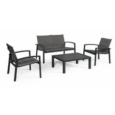 Set Salon Complet Sofa Fauteuils Petite Table Poly Rotin Décor de Jardin