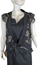 ? Sepia  Taille 40 ?  superbe gilet noir manches courtes femme