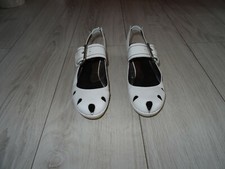 chaussure compensée, ouverte à l'arrière, fermeture boucle, blanc, très bon état