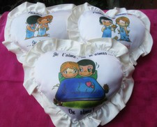 OOAK GIRL FILLE PETITS COUSSINS COEUR MESSAGES D'AMOUR RUBAN ACCROCHE DECORATION