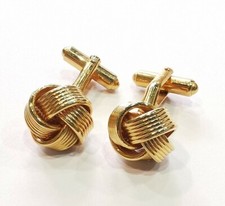 Bouton de manchette Plaque Or Nœud Tressé. REF60306