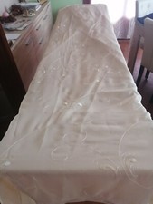 Rideaux voilages, fabrication artisanale. Environ 2,20L x 2,35 HT. Beige saumoné