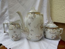 XIX Porcelaine de Paris service a Café Thé cafetière pot a lait sucrier émaillé