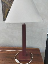 LAMPE A POSER INTERIORS BOIS PEINT + ABAT JOUR + AMPOULE BASSE CONSOMMATION