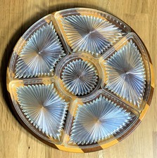 VINTAGE 6 Pièce hors d'oeuvres set, avec en bois base. En excellent état